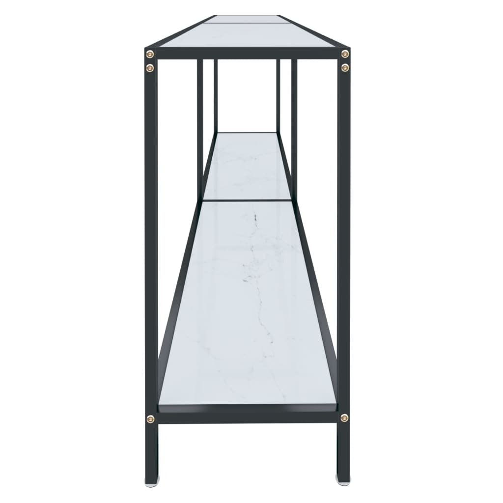 vidaXL Stolik konsolowy, biały, 200x35x75,5 cm, szkło hartowane