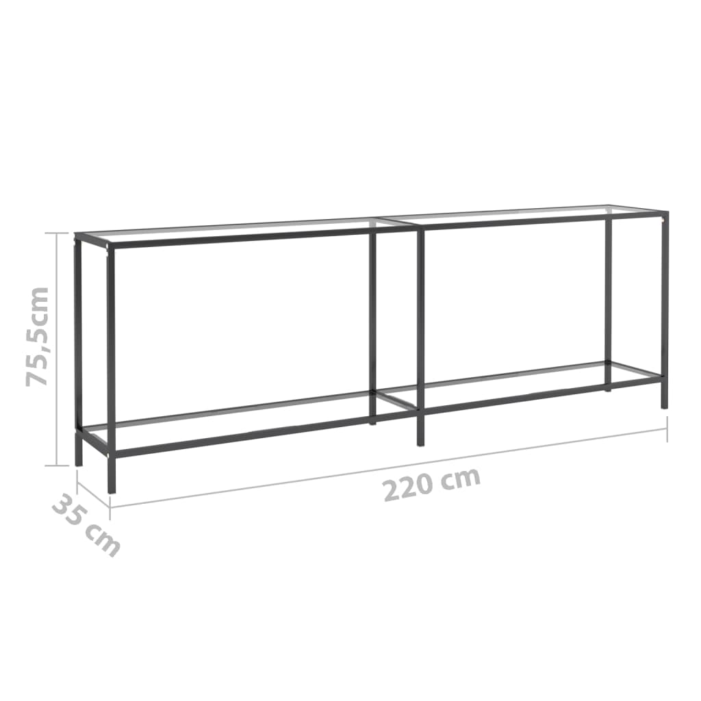 vidaXL Stolik konsolowy, przezroczysty, 220x35x75,5cm, szkło hartowane