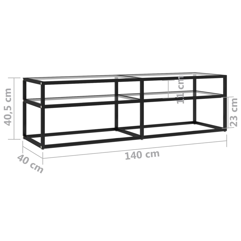 vidaXL Szafka pod TV, bezbarwna, 140x40x40,5 cm, szkło hartowane