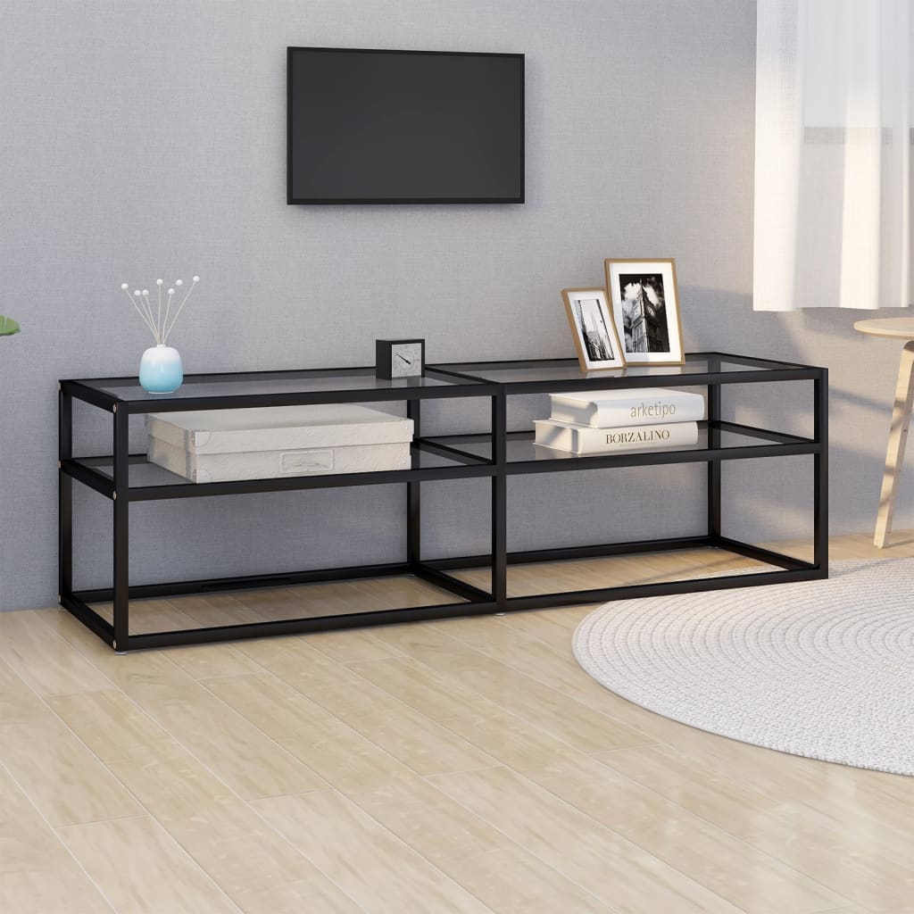 vidaXL Szafka pod TV, bezbarwna, 140x40x40,5 cm, szkło hartowane