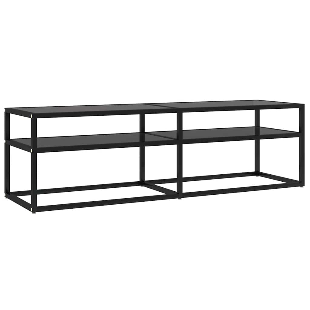 vidaXL Szafka pod TV, czarna, 140x40x40,5 cm, szkło hartowane