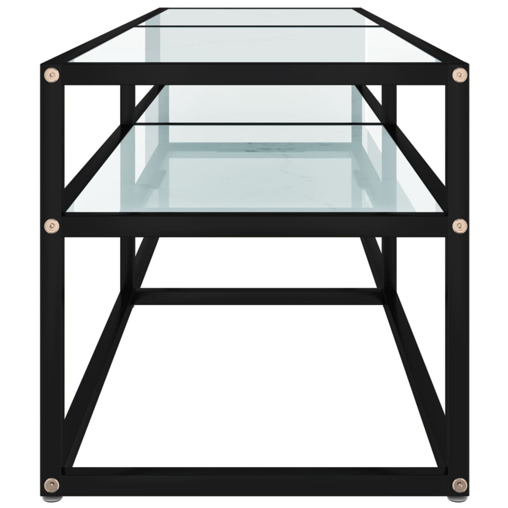 vidaXL Szafka pod TV, biały marmur, 140x40x40,5 cm, szkło hartowane
