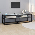 vidaXL Szafka pod TV, biały marmur, 140x40x40,5 cm, szkło hartowane