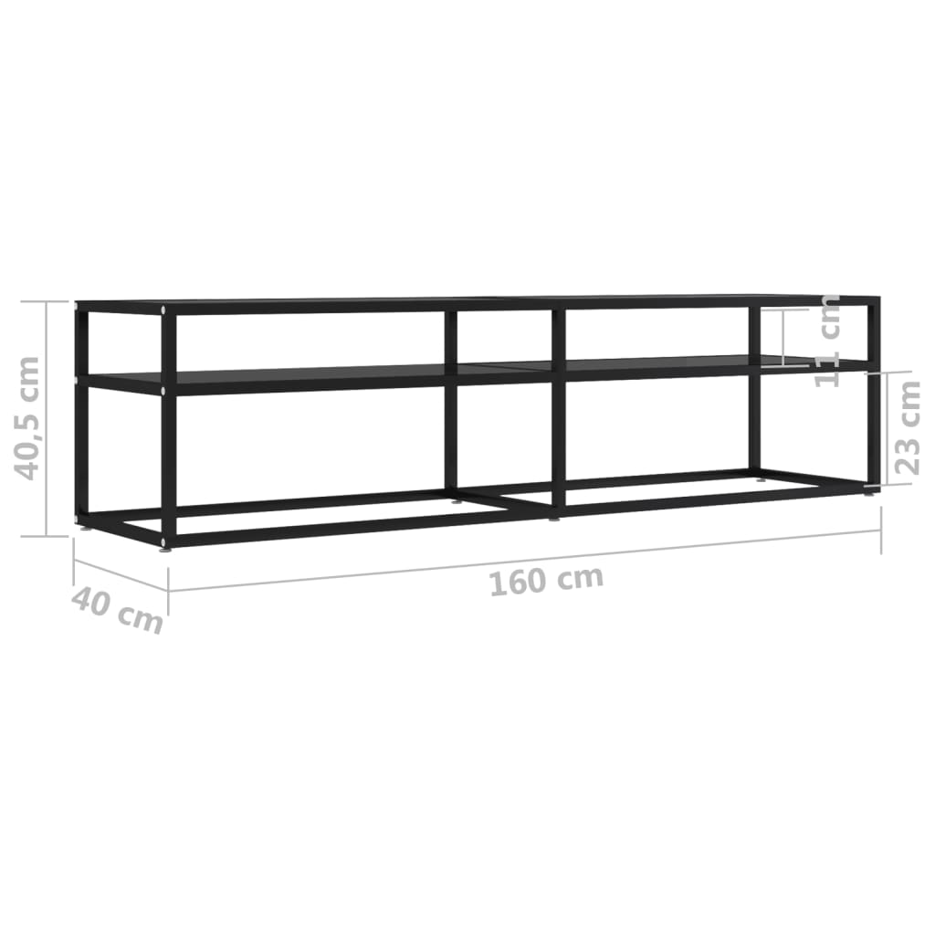 vidaXL Szafka pod TV, czarna, 160x40x40,5 cm, hartowane szkło