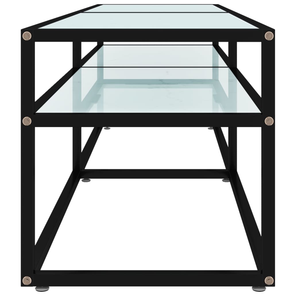 vidaXL Szafka pod TV, biały marmur, 160x40x40,5 cm, szkło hartowane