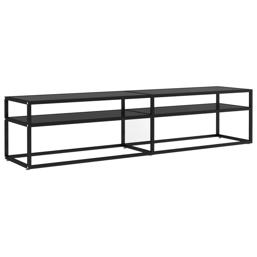 vidaXL Szafka pod TV, czarna, 180x40x40,5 cm, szkło hartowane