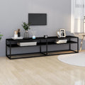 vidaXL Szafka pod TV, czarna, 180x40x40,5 cm, szkło hartowane