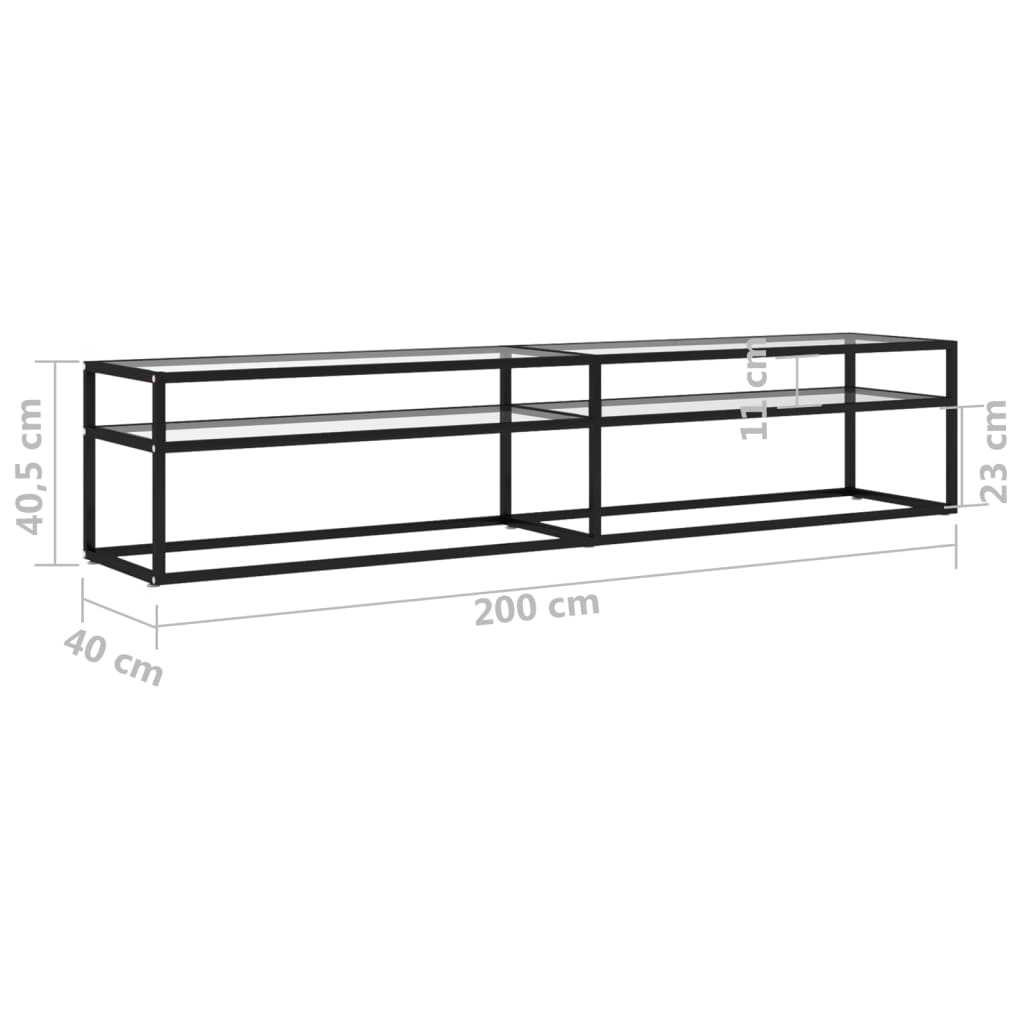 vidaXL Szafka pod TV, przezroczysta, 200x40x40,5 cm, hartowane szkło