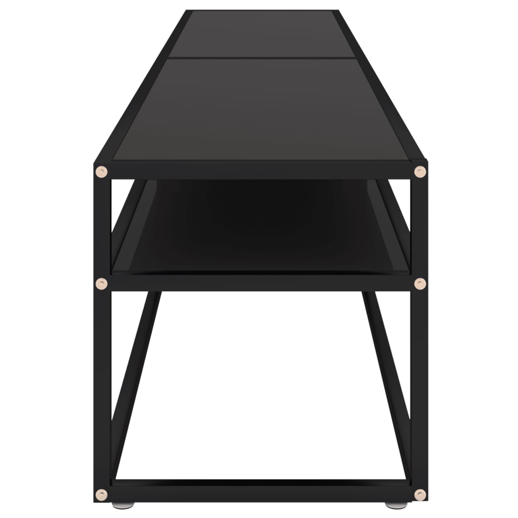 vidaXL Szafka pod TV, czarna, 200x40x40,5 cm, hartowane szkło