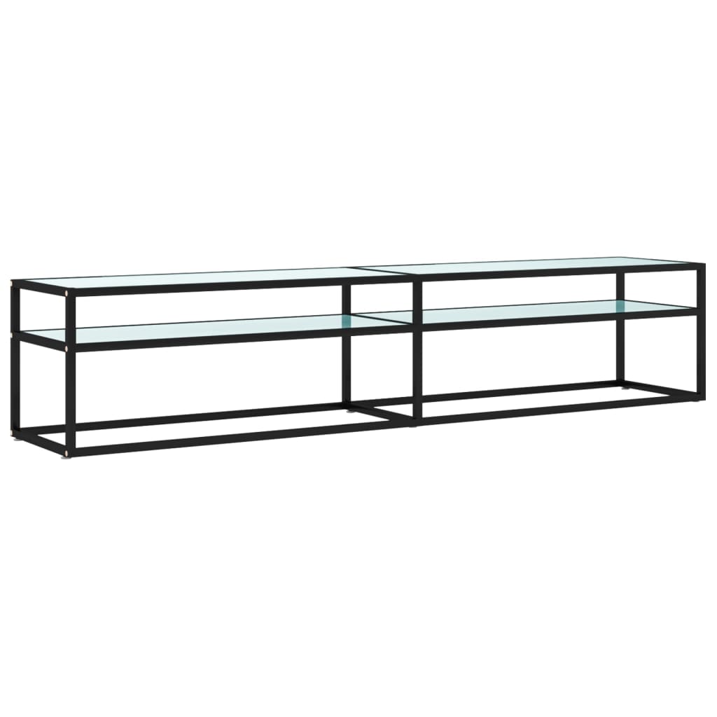 vidaXL Szafka pod TV, biały marmur, 200x40x40,5 cm, szkło hartowane