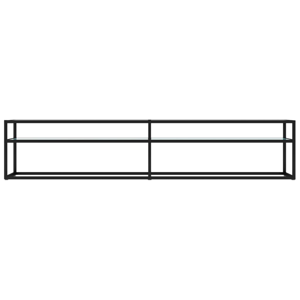 vidaXL Szafka pod TV, biały marmur, 200x40x40,5 cm, szkło hartowane