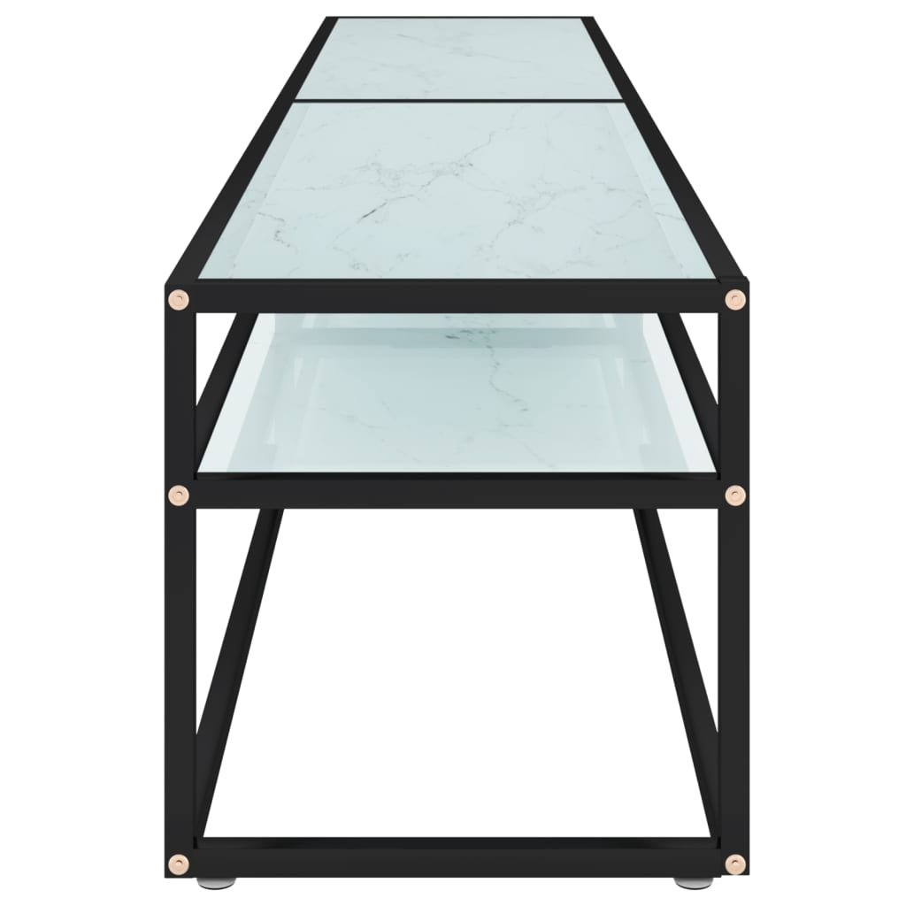 vidaXL Szafka pod TV, biały marmur, 200x40x40,5 cm, szkło hartowane