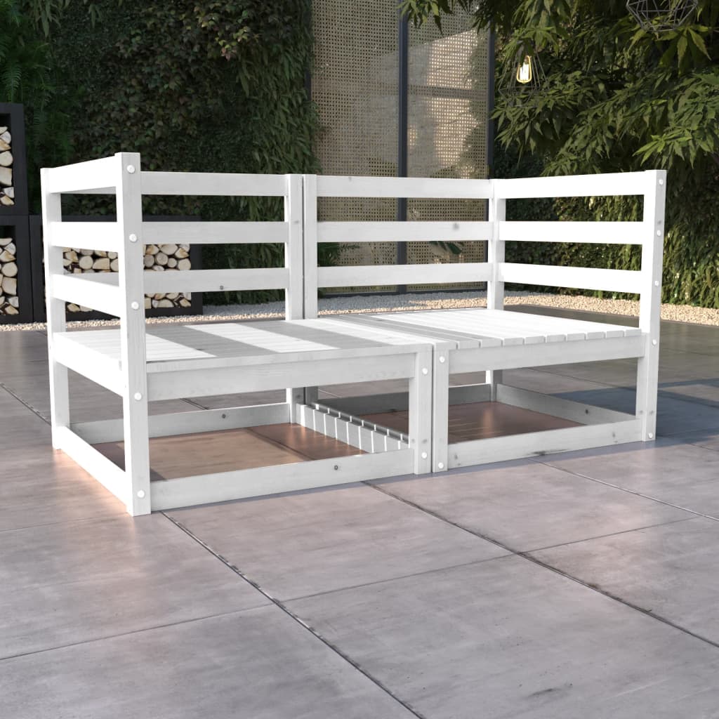 vidaXL 2-osobowa sofa ogrodowa, biała, lite drewno sosnowe