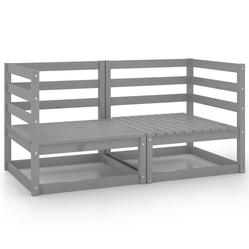 vidaXL 2-osobowa sofa ogrodowa, szara, lite drewno sosnowe