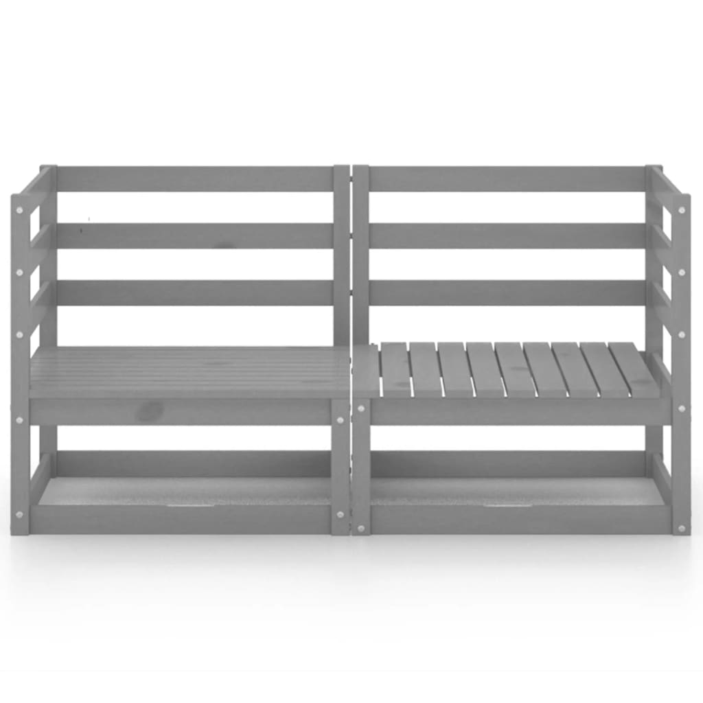 vidaXL 2-osobowa sofa ogrodowa, szara, lite drewno sosnowe