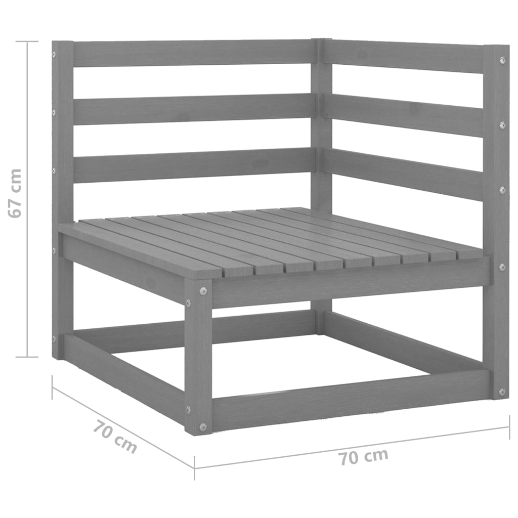 vidaXL 2-osobowa sofa ogrodowa, szara, lite drewno sosnowe