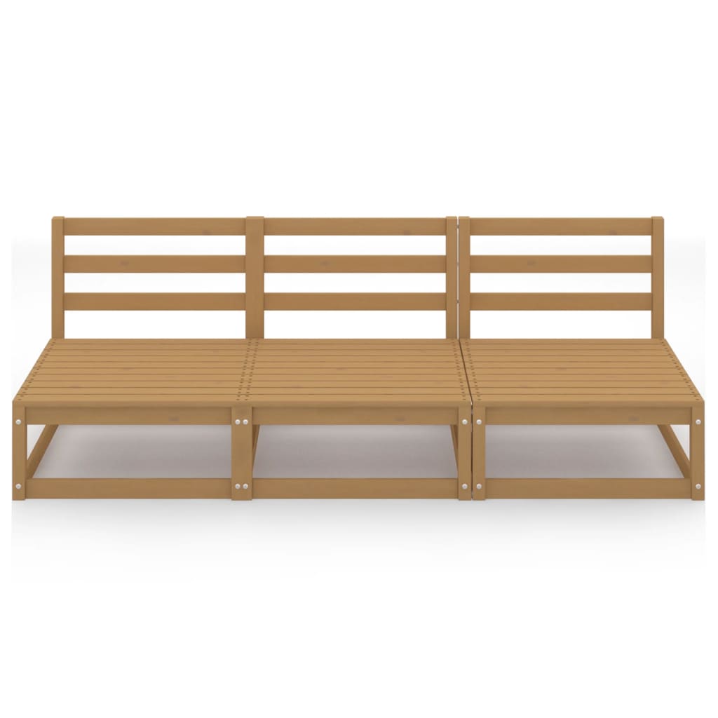 vidaXL 3-osobowa sofa ogrodowa, miodowy brąz, lite drewno sosnowe