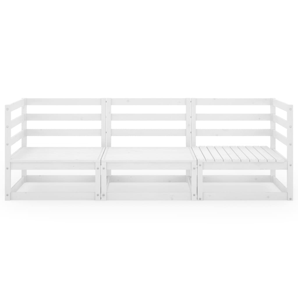 vidaXL 3-osobowa sofa ogrodowa, biała, lite drewno sosnowe