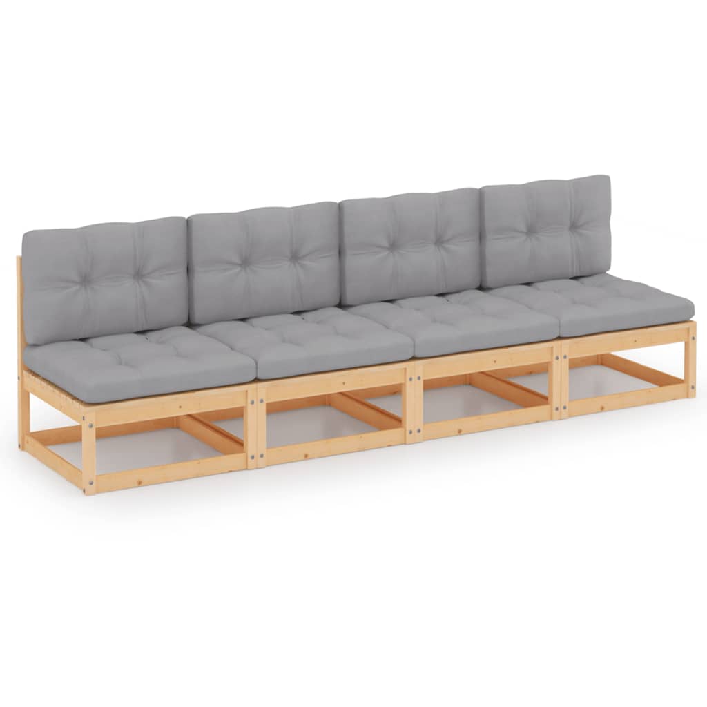 vidaXL 4-osobowa sofa ogrodowa z poduszkami, lite drewno sosnowe