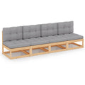 vidaXL 4-osobowa sofa ogrodowa z poduszkami, lite drewno sosnowe