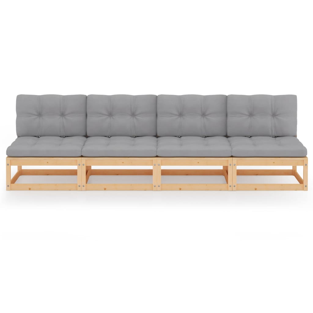 vidaXL 4-osobowa sofa ogrodowa z poduszkami, lite drewno sosnowe