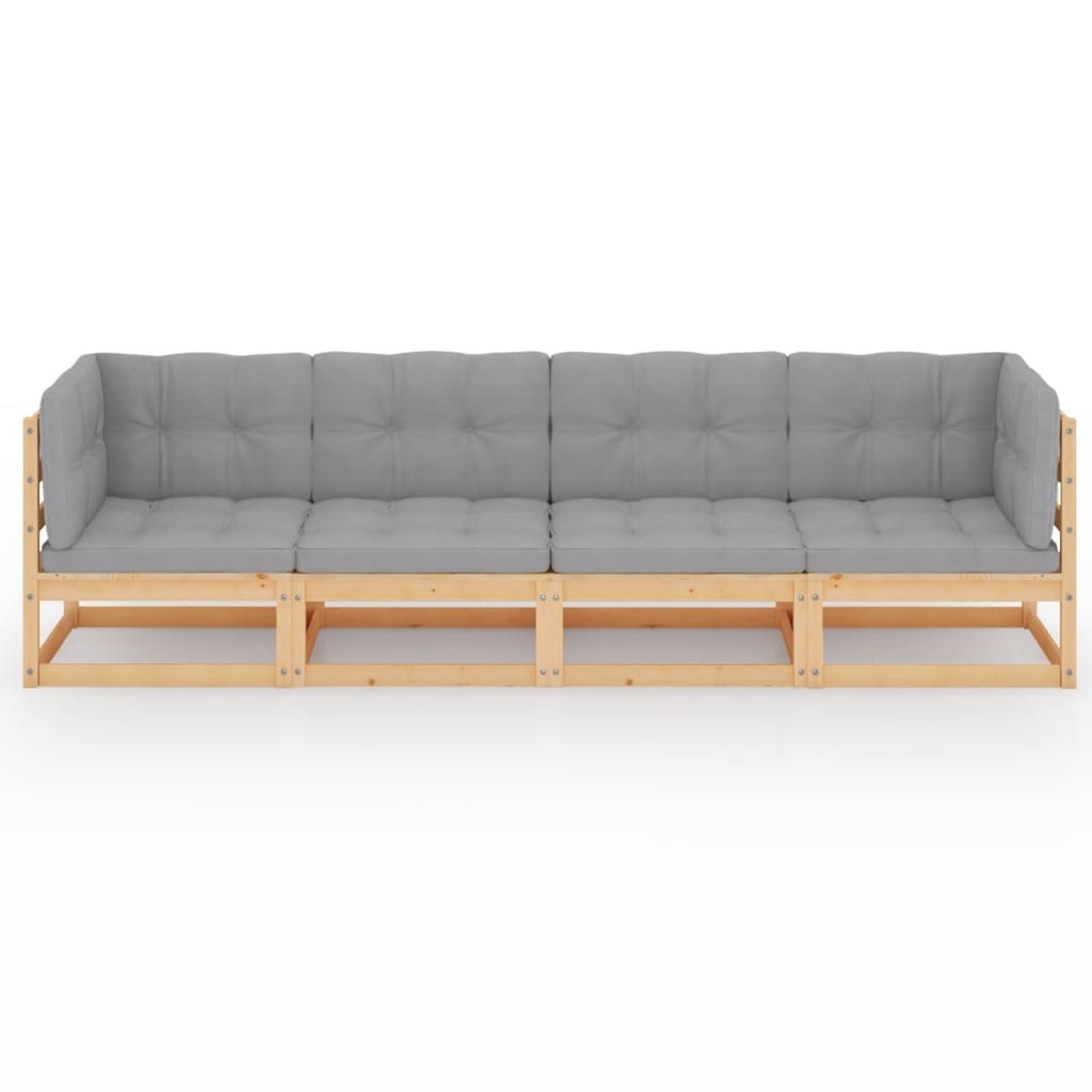 vidaXL 3-osobowa sofa ogrodowa z poduszkami, lite drewno sosnowe
