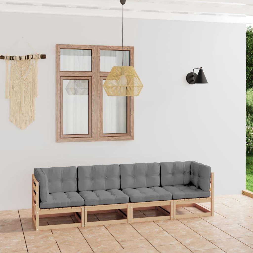 vidaXL 3-osobowa sofa ogrodowa z poduszkami, lite drewno sosnowe