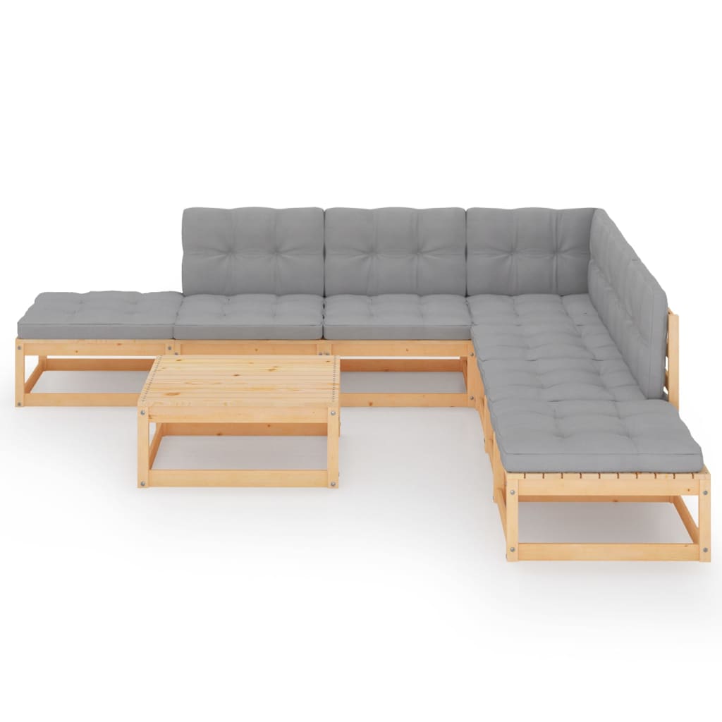 vidaXL 8-cz. zestaw wypoczynkowy do ogrodu, z poduszkami, lita sosna