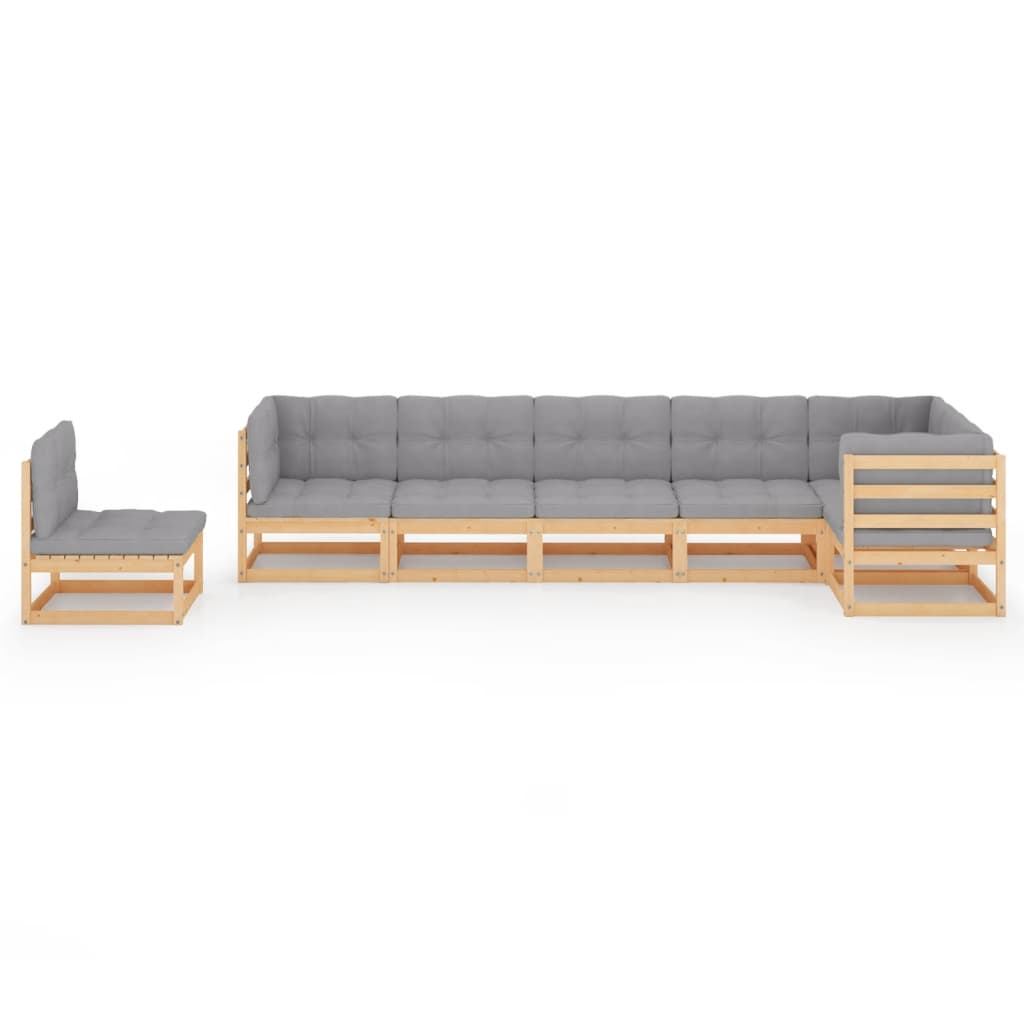 vidaXL 7-cz. zestaw mebli ogrodowych z poduszkami, lite drewno sosnowe