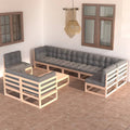 vidaXL 10-cz. zestaw mebli ogrodowych z poduszkami, drewno sosnowe