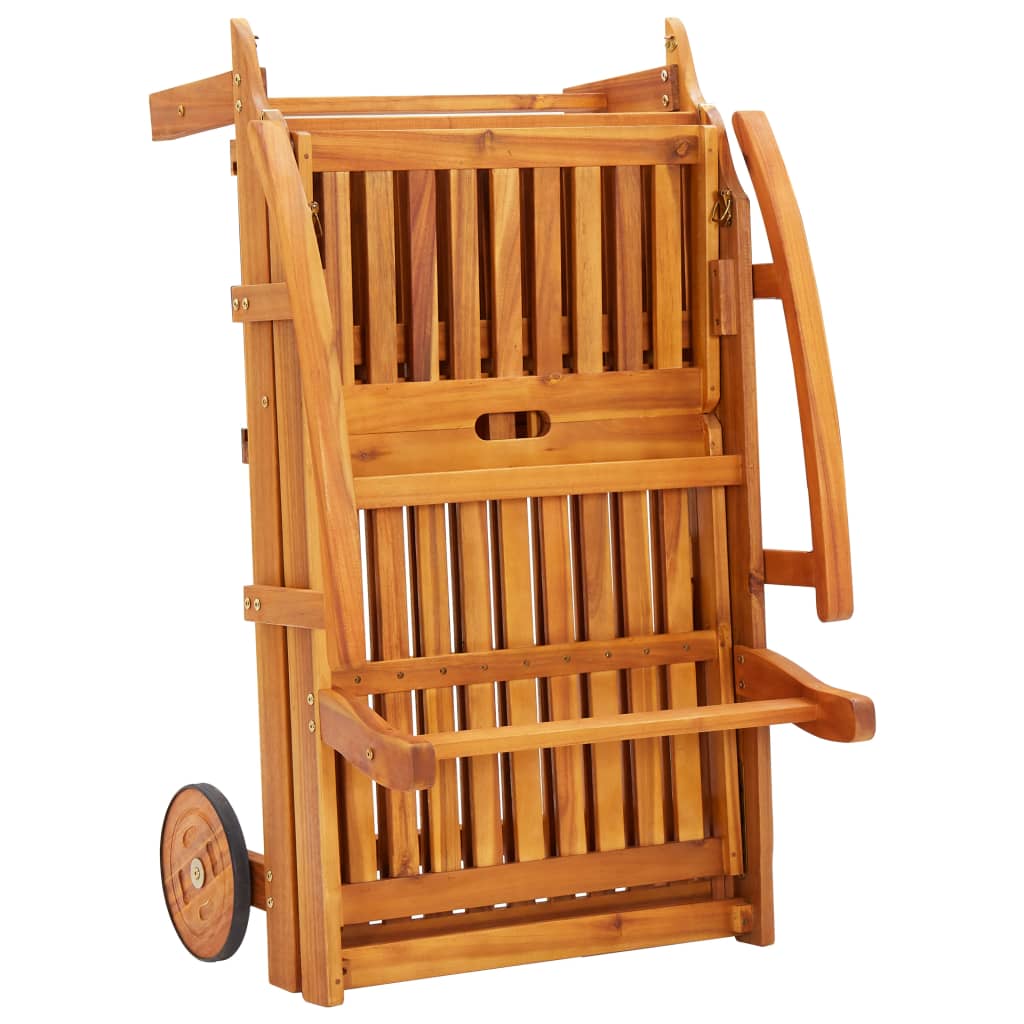 vidaXL Leżaki z poduszkami i stolikiem, 2 szt., lite drewno akacjowe