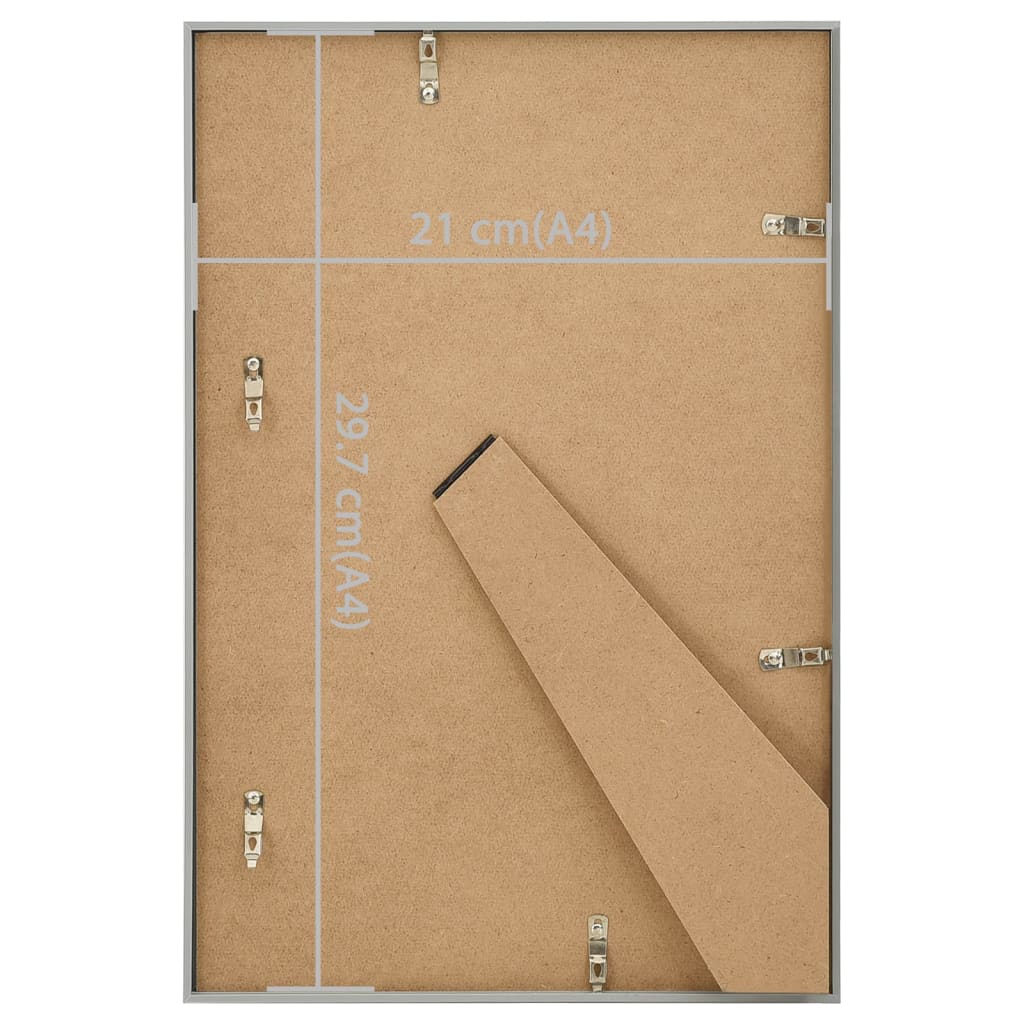vidaXL Ramki na zdjęcia, 3 szt., stołowe, srebrne, 21x29,7 cm, MDF