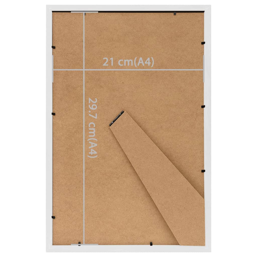 vidaXL Ramki na zdjęcia, 3 szt., stojące, białe, 21x29,7 cm, MDF