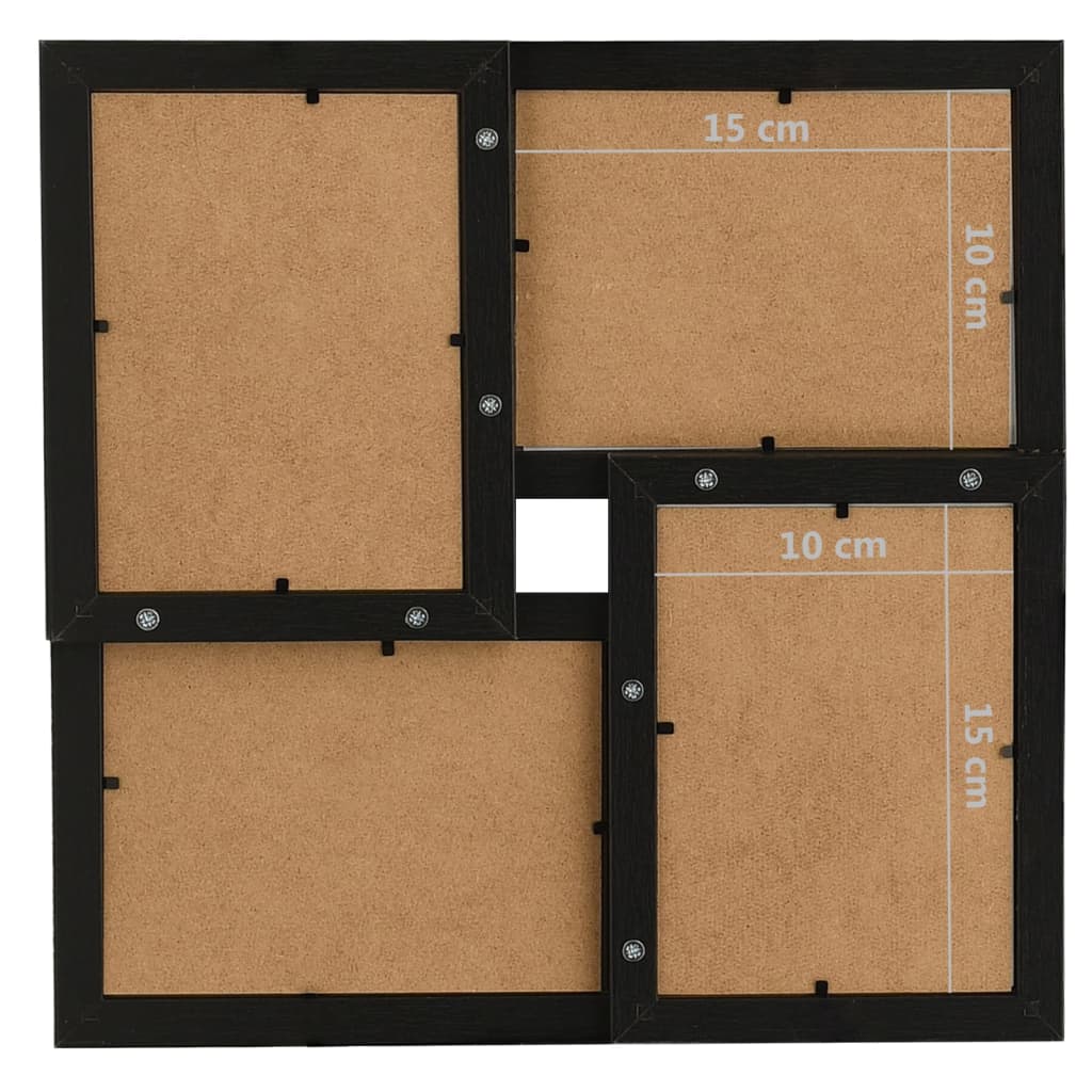 vidaXL Ramka na 4 zdjęcia 10x15 cm, czarna, MDF