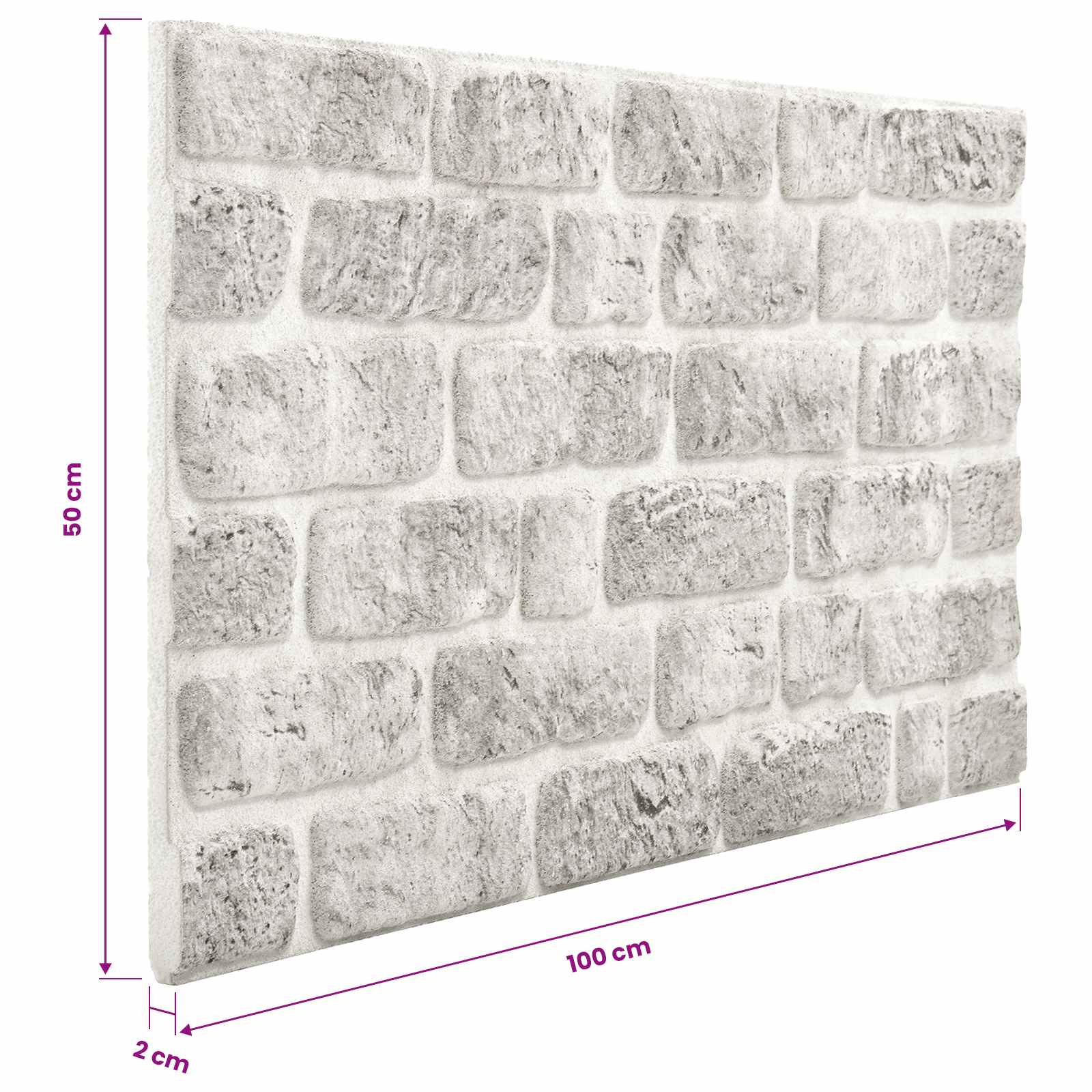 vidaXL Panele ścienne 10 pcs jasnoszary 100 x 50 cm Pianka EPS