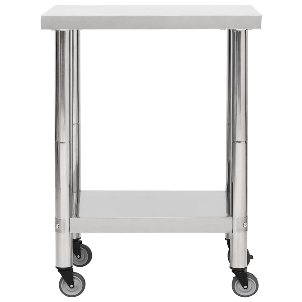 vidaXL Kuchenny stół roboczy na kółkach, 80x30x85 cm, stal nierdzewna