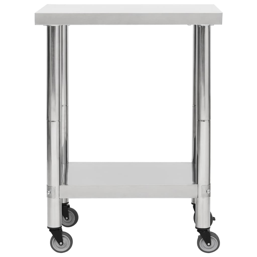 vidaXL Kuchenny stół roboczy na kółkach, 80x45x85 cm, stal nierdzewna