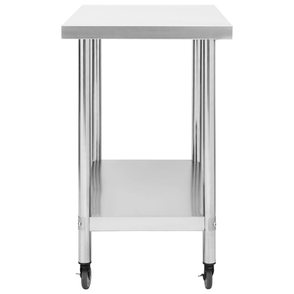 vidaXL Kuchenny stół roboczy na kółkach, 100x30x85 cm, stal nierdzewna