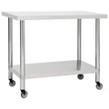 vidaXL Kuchenny stół roboczy na kółkach, 100x45x85 cm, stal nierdzewna