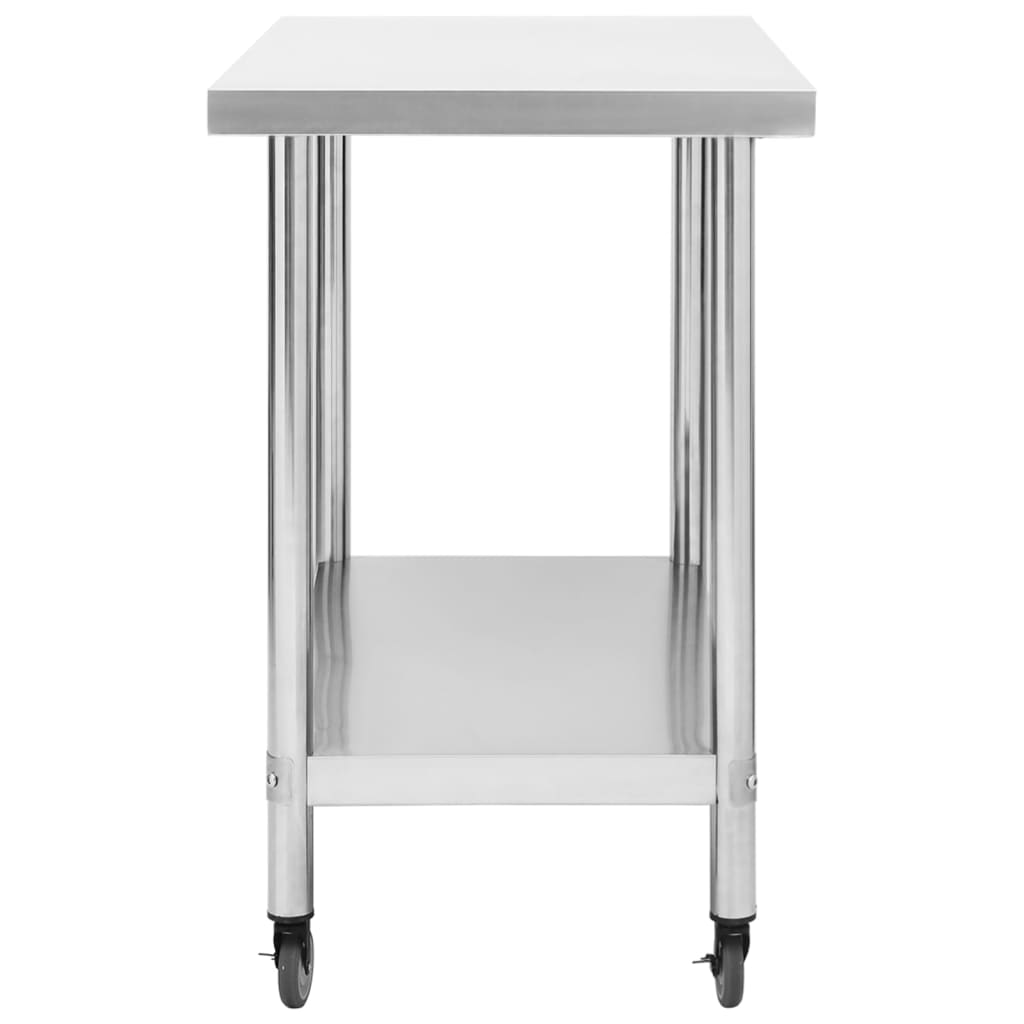 vidaXL Kuchenny stół roboczy na kółkach, 100x45x85 cm, stal nierdzewna