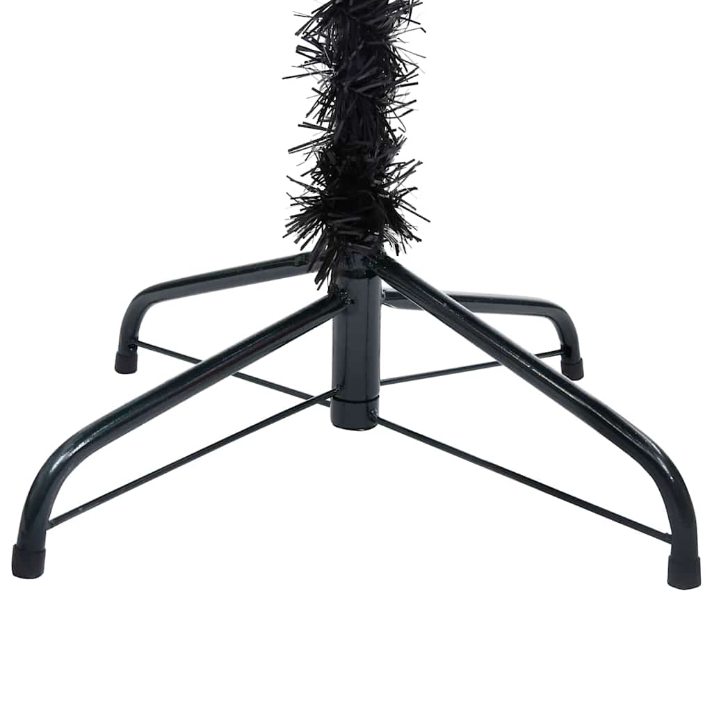 vidaXL Sztuczna choinka z lampkami i bombkami, czarna, 240 cm, PVC