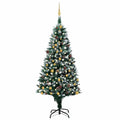 vidaXL Sztuczna choinka z LED, bombkami i szyszkami, 210 cm