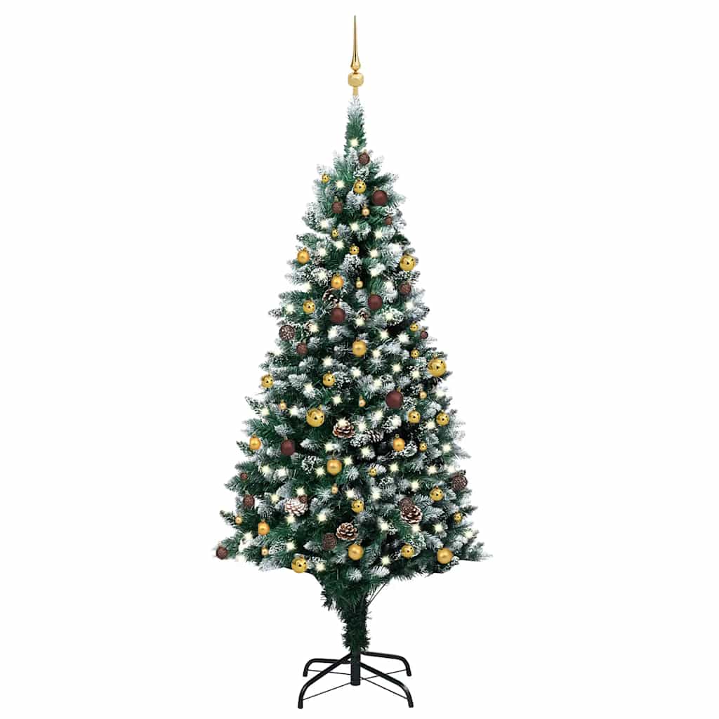 vidaXL Sztuczna choinka z LED, bombkami i szyszkami, 240 cm