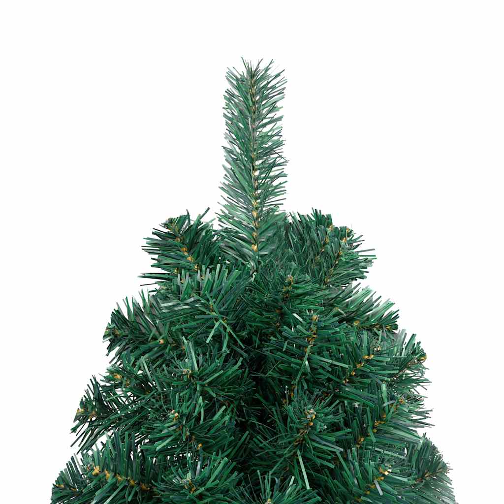 vidaXL Choinka z lampkami i bombkami, połówka, zielona, 120 cm