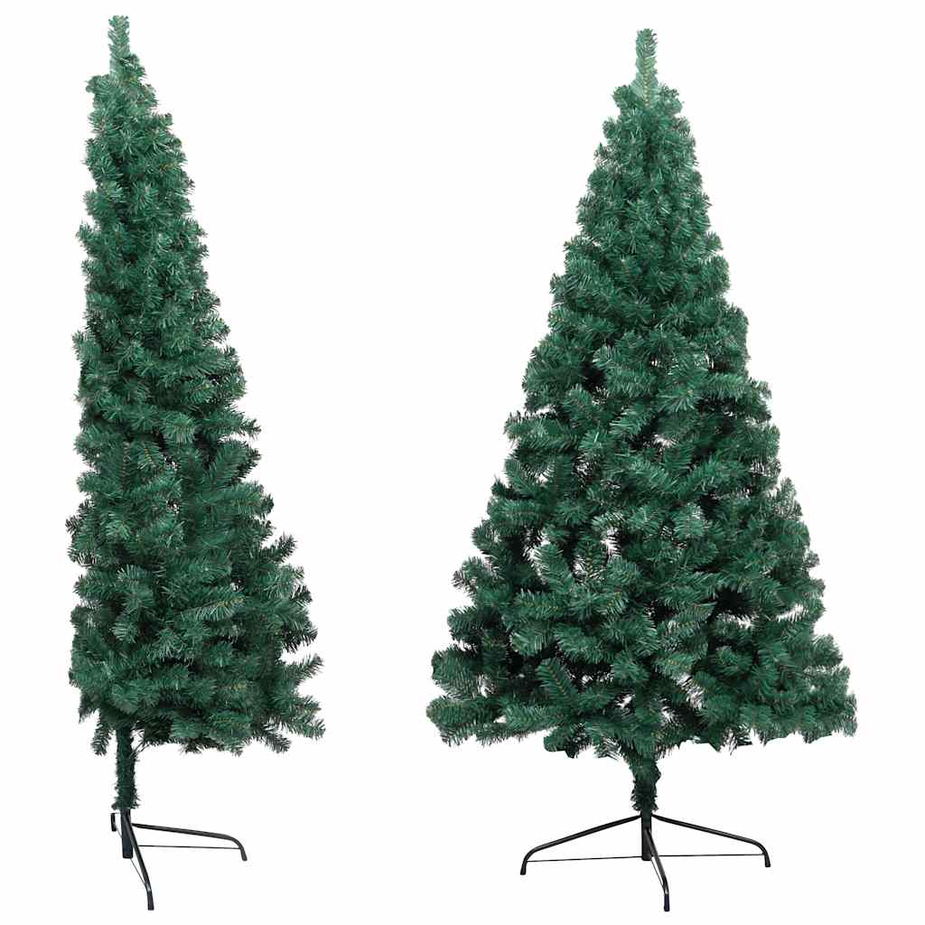 vidaXL Choinka z lampkami i bombkami, połówka, zielona, 240 cm