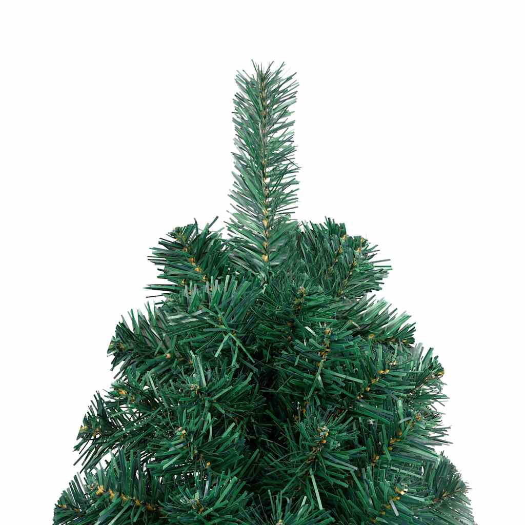 vidaXL Choinka z lampkami i bombkami, połówka, zielona, 240 cm