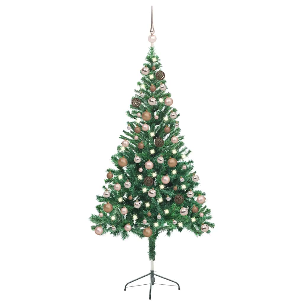 vidaXL Sztuczna choinka z lampkami i bombkami, 150 cm, 380 gałązek