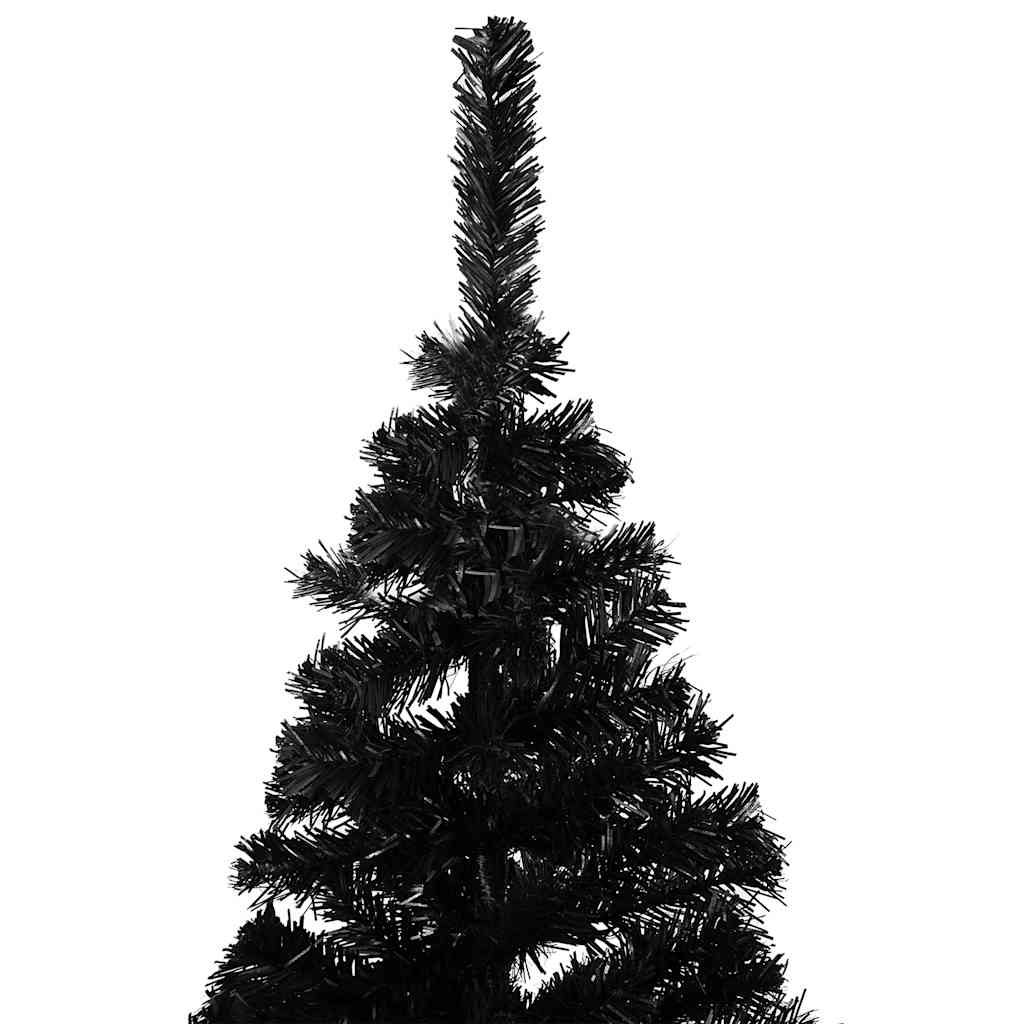 vidaXL Sztuczna choinka z lampkami i bombkami, czarna, 120 cm, PVC