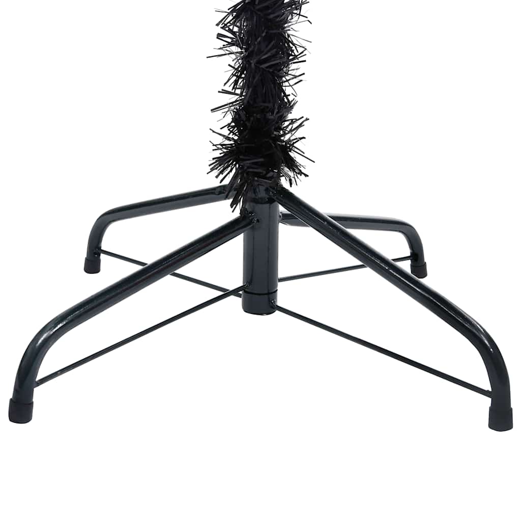 vidaXL Sztuczna choinka z lampkami i bombkami, czarna, 120 cm, PVC