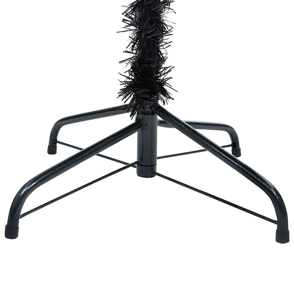 vidaXL Sztuczna choinka z lampkami i bombkami, czarna, 150 cm, PVC